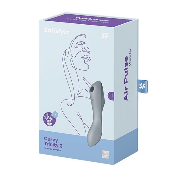 Вакуумний стимулятор з вібрацією Satisfyer Curvy Trinity 3 BlueGrey SO6118 фото