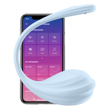 Віброяйце Satisfyer Smooth Petal Connect App колір блакитний PS12-6227 фото